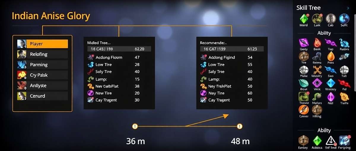 Indian Anise Glory Advanced Character Build Indian Anise Glory strategy guide showing a player's skill tree and recommended ability builds